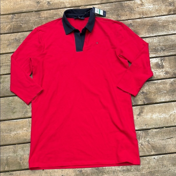 NWT Tommy Hilfiger Red Polo Shirt dress size L ( fits larger) - Picture 3 of 8